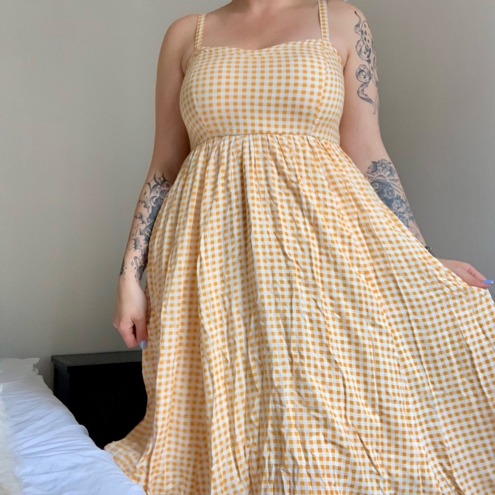 Preloved Torrid Size 0 Yellow Gingham Midi Dress